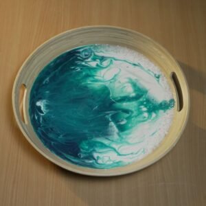 Bamboo Sarving Tray - Bamboo Base Handcrafted Resin Texture
