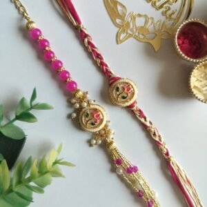 Handcrafted Lotus Motif Designer Rakhi Set