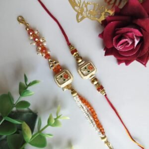 Handmade Floral Designer Rakhi | Pearl & Beaded Rakhi with Tassel