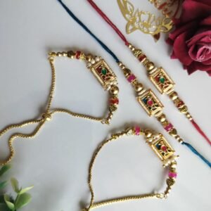 Handmade Designer Bhai-Bhabhi Rakhi Set | Premium Rakhi & Lumba Set