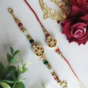 Handmade Floral Designer Bhai-Bhabhi Rakhi Set | Premium Rakhi & Lumba Set